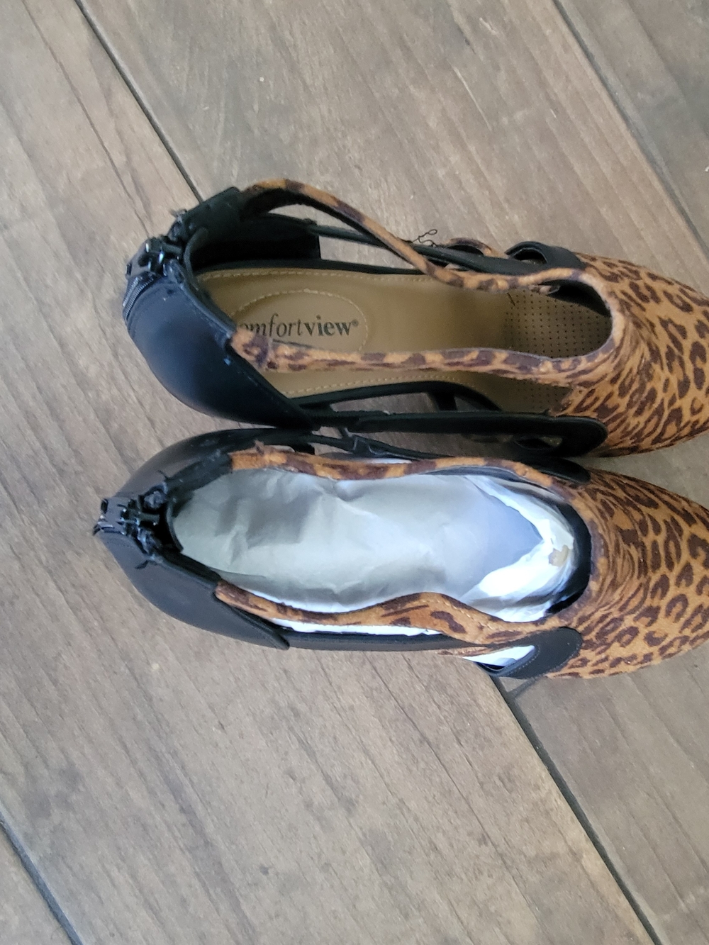 comfortview Leopard Print Slingback Pumps - Black & Brown